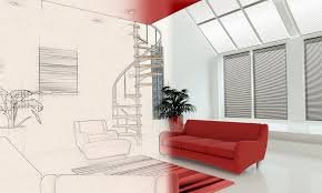 Workers and designers planning a home remodeling project